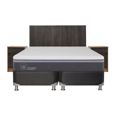 Imagen 1 del producto Box Spring CIC Base Dividida King Ortopedic Advance + Respaldo + 2 Veladores