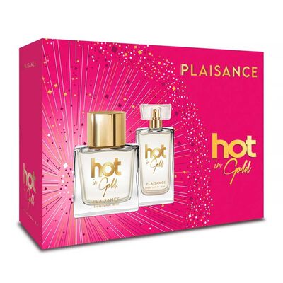 Set Perfume Plaisance Mujer Hot in Gold EDP 80 ml + Miniatura