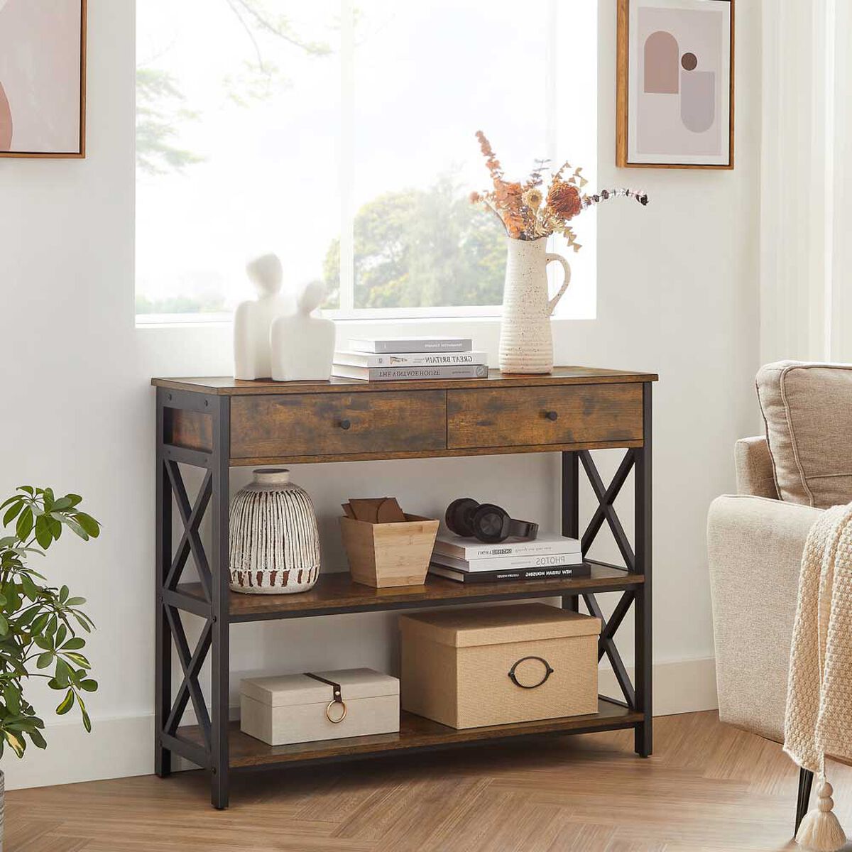Buffet Fm Furniture Metalwood Colection Marrón Rústico