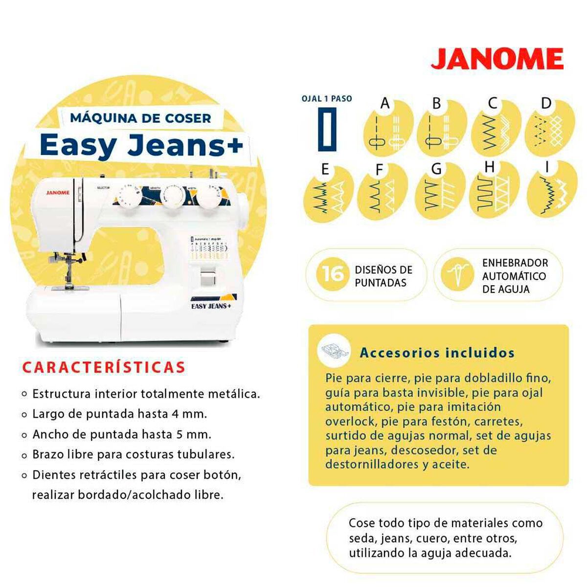 Combo M&aacute;quina de Coser Janome Easy Jeans + Overlock 8002D
