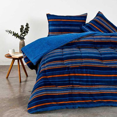 Plumón American Family King Franjas Azul