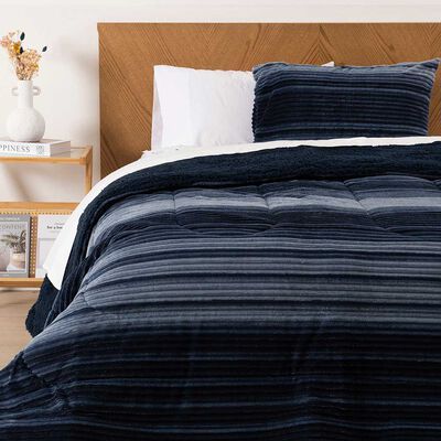 Plumón Mashini Corduroy Coral Sh. Est. 1.5 Plazas Linea Azul