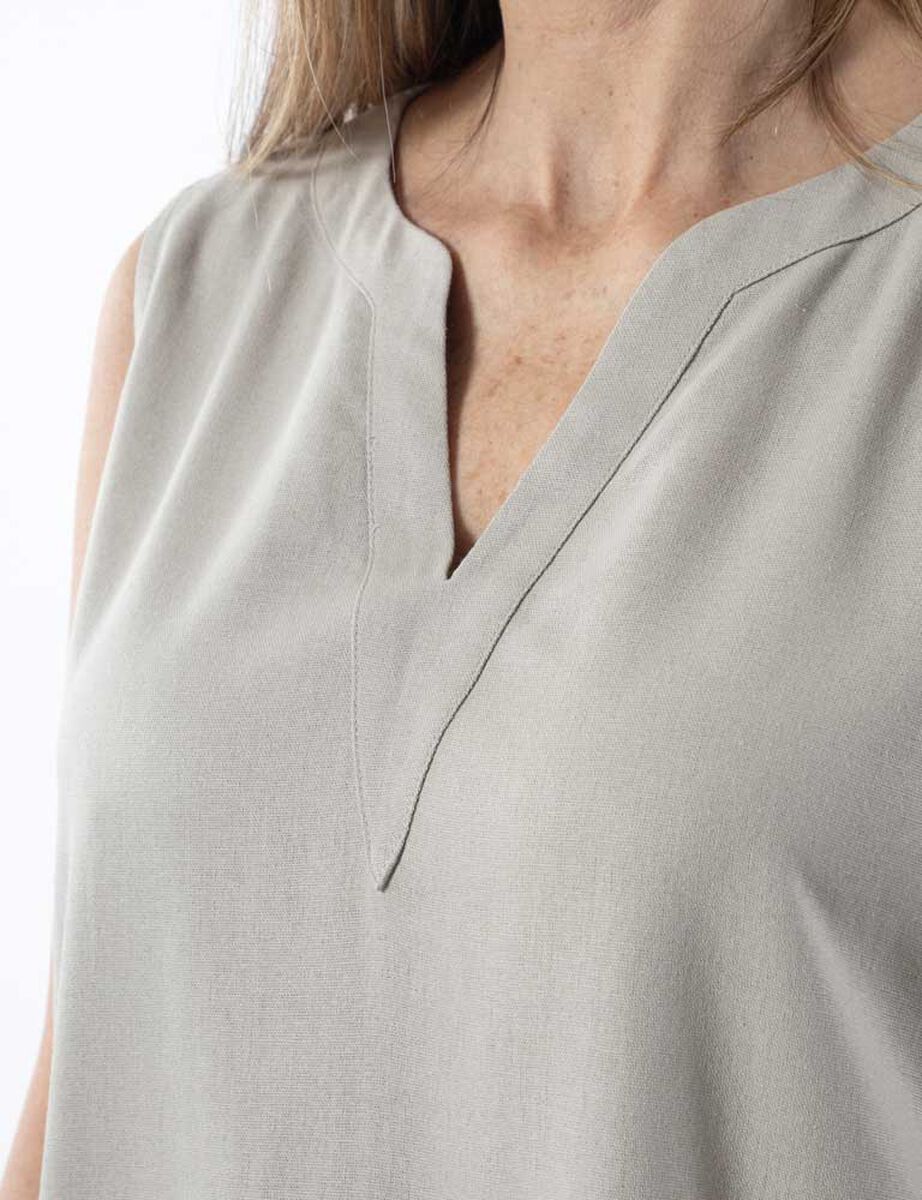 Vestido Lino Midi Sin Mangas Mujer Portman Club