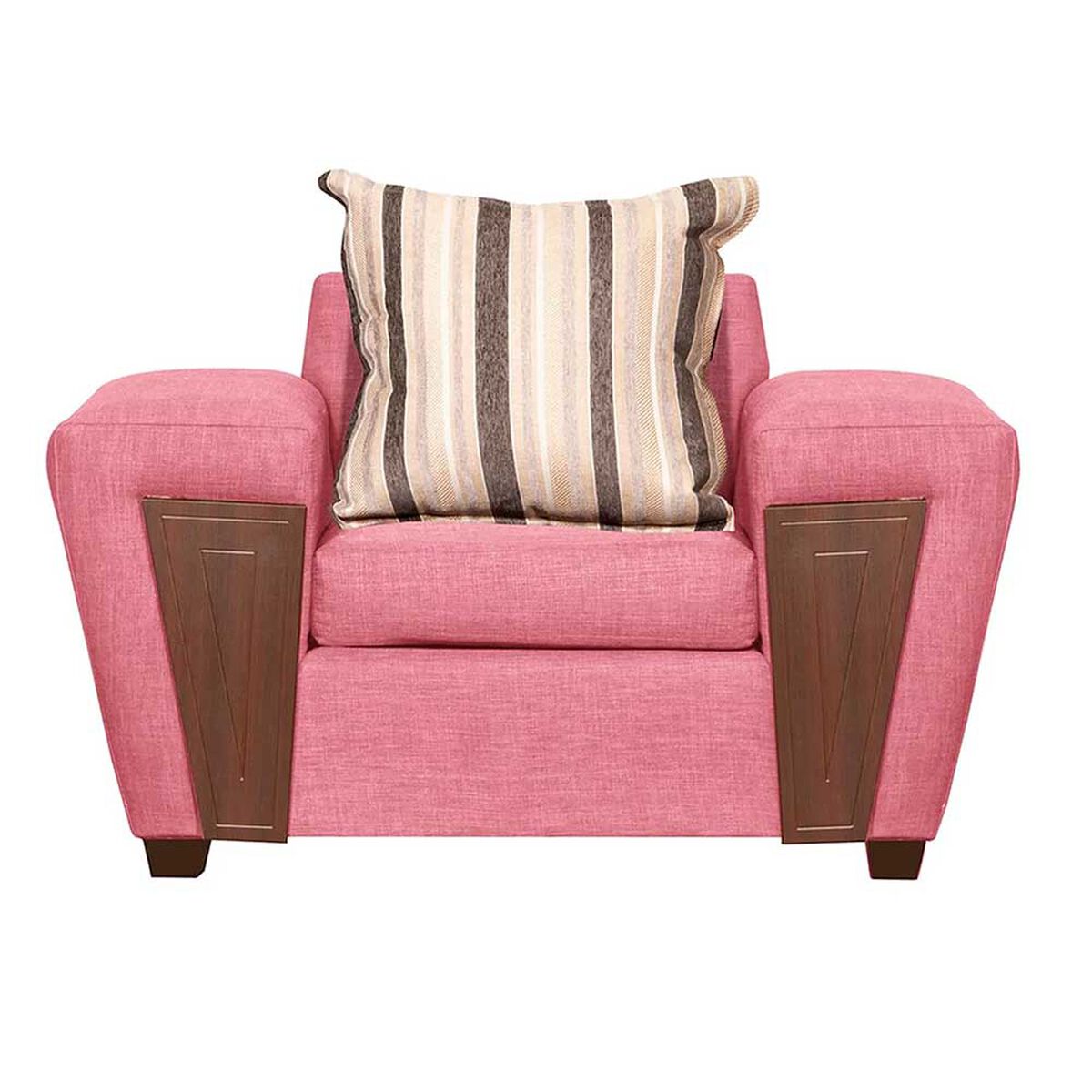 Juego de Living Ruzam Mobel Creta Sofá 3 Cuerpos + Dos Sillones 1 Cuerpo Lino Palo Rosa