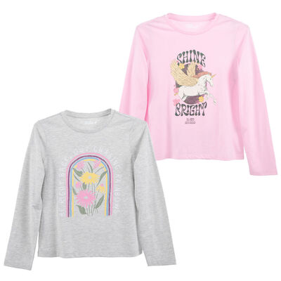 Pack 2 Polera Manga Larga Estampada de Algodón Niña Mila