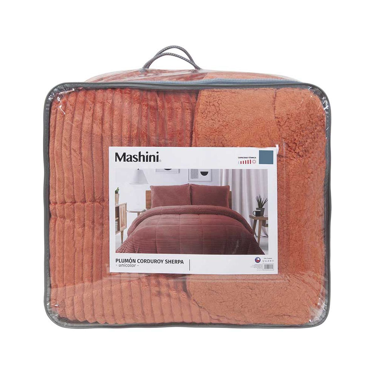Plumón Liso Mashini King Corduroy Coral Sherpa Terracota