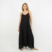 Vestido Maxi Sin Mangas Mujer Icono Negro, Print-1, Print-2