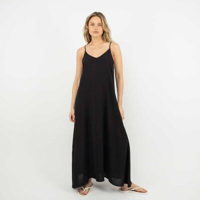 Vestido Maxi Sin Mangas Mujer Icono Negro, Print-1, Print-2