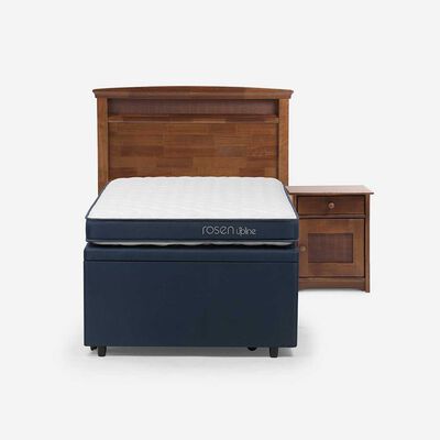 Bed Boxet Rosen 1,5 Plazas UpLine + Respaldo + Velador Veneto