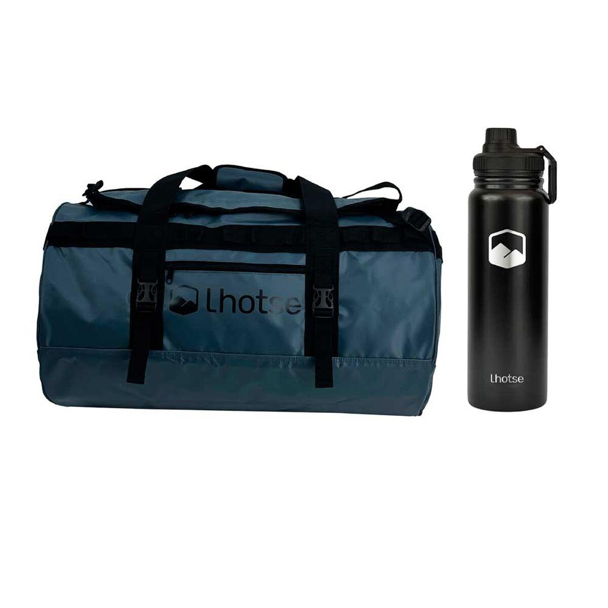 Pack Bolso Impermeable 60Lt Navy+ Botella Coihue Lhotse
