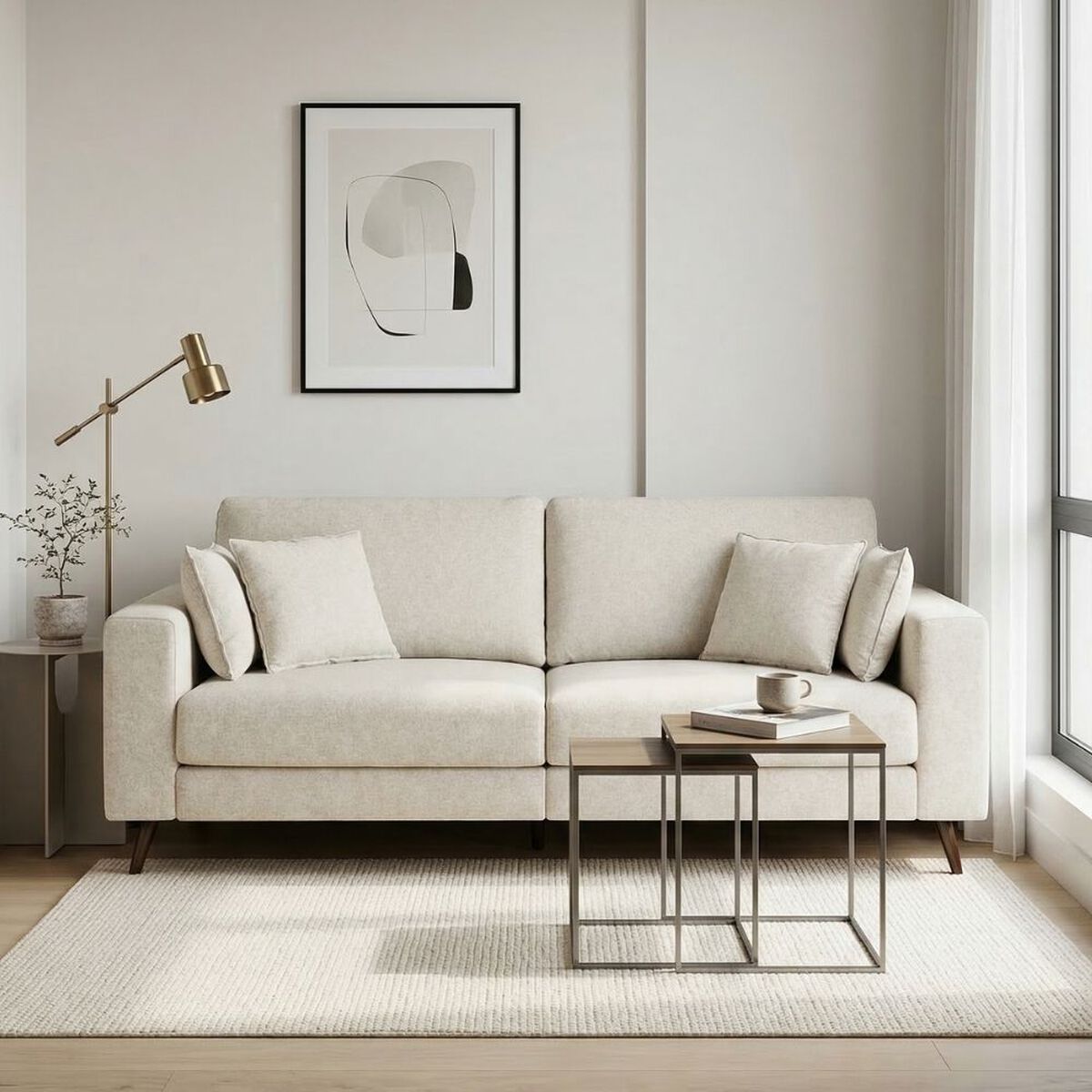 Sof&aacute; Exit Navarro 3 Cuerpos Beige Claro