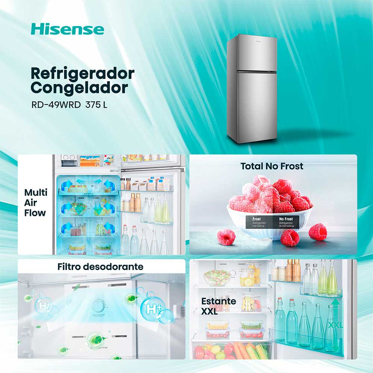Refrigerador No Frost Hisense RD-49WRD 375 lts.