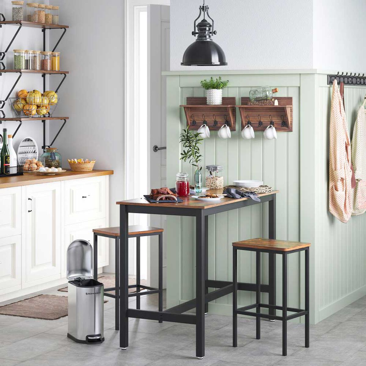 Mesa de Comedor Diario Fm Furniture Metalwood Colection Marrón Rústico