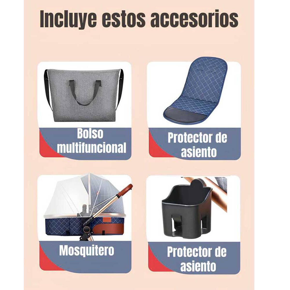 Coche Cuna con Silla Nido y Accesorios LuBabycas Café