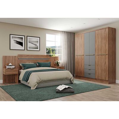 Imagen 2 del producto Respaldo 2 Plazas + 2 Veladores Roca Parana Canela Titanio