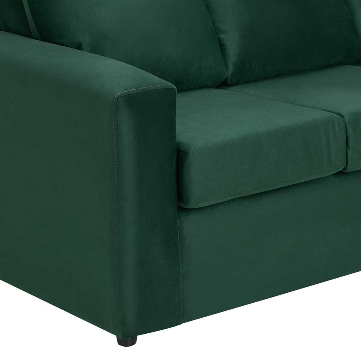 Juego de Living Bodevir Kendy Felpa 3 Cuerpos + Dos Poufs 1 Cuerpo Verde Botella