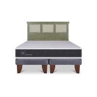 Cama Europea CIC Base Dividida 2 Plazas Ortopedic + Respaldo Torino Olivo