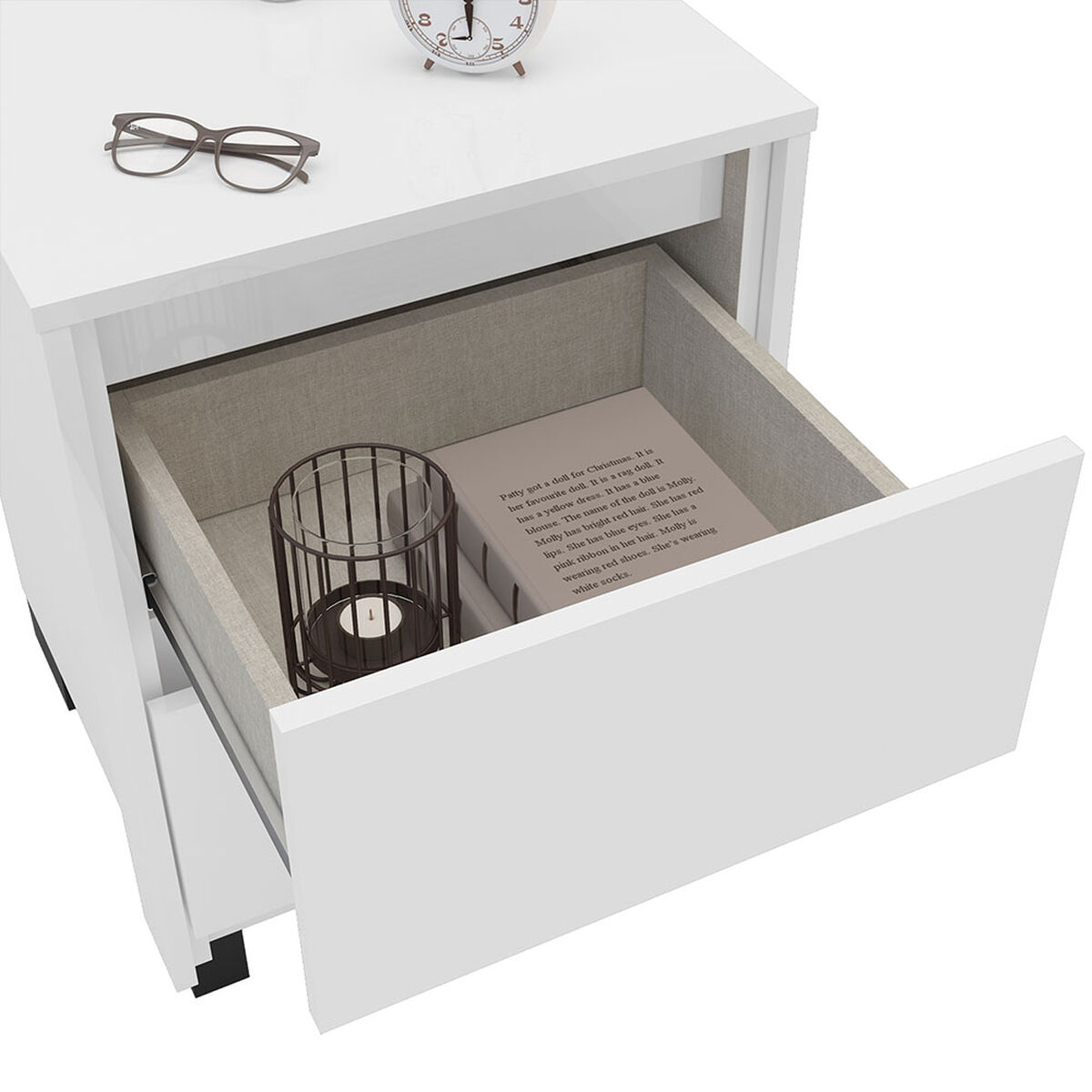 Velador Vekkahome Coimbra 2 Cajones Blanco