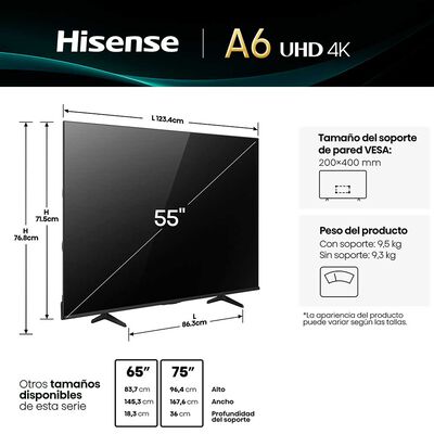 Imagen 2 del producto LED 55"" Hisense Ultra HD 4K 55A6NV