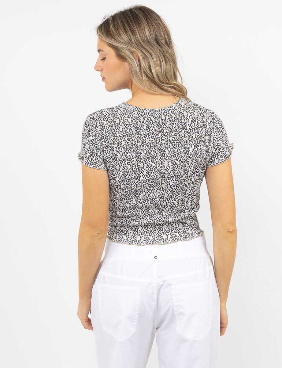 Polera Crop Con Estampado Mujer Icono