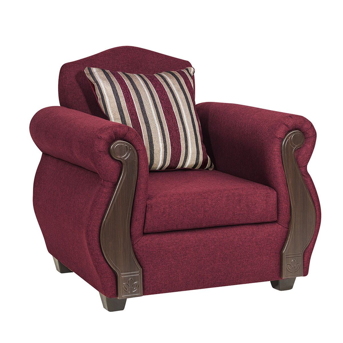 Juego de Living Innovamuebles New Bugambilia Sofá 3 Cuerpos + Dos Sillones 1 Cuerpo Burdeo
