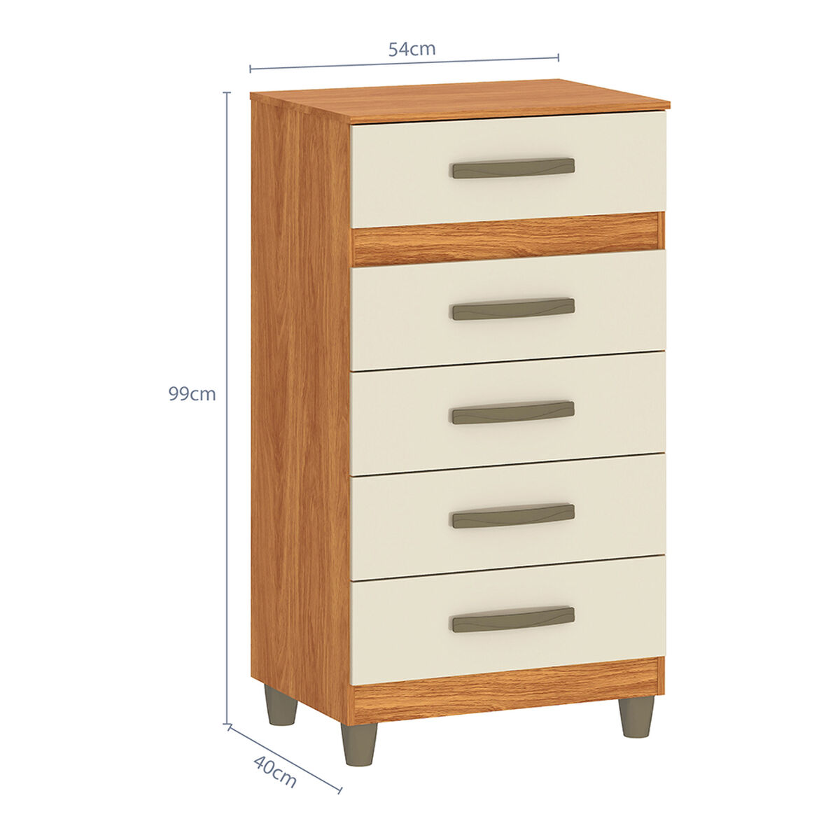 Cómoda Vekkahome Malta 5 Cajones Café
