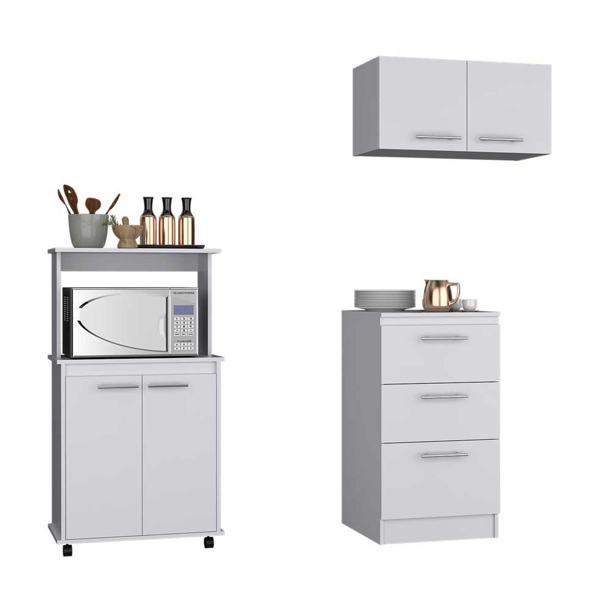 Combo Mueble Superior + Mueble Microondas + Mueble Inferior TuHome Manchester Blanco