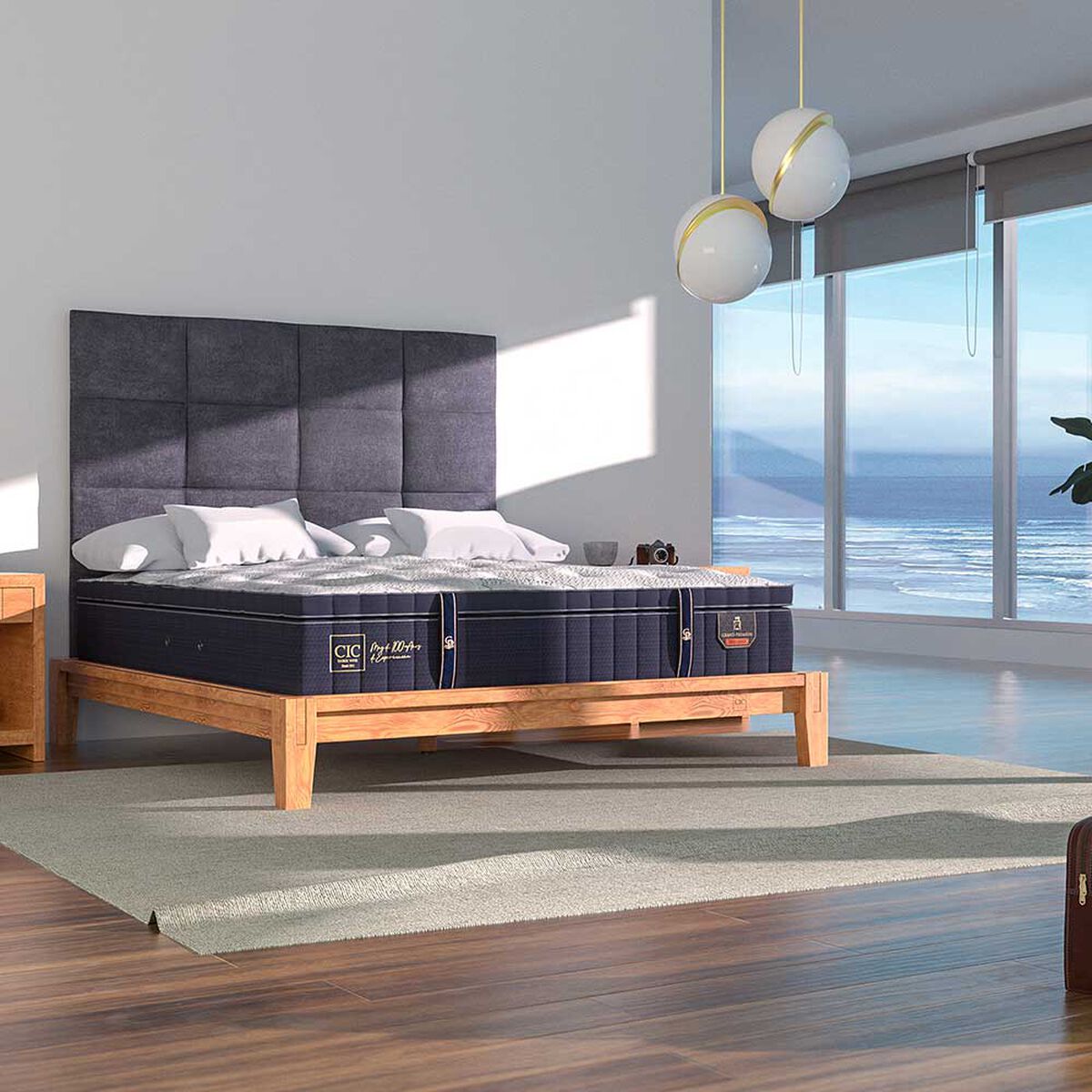 Cama Europea CIC King OAK Grand Premium + 2 Almohadas