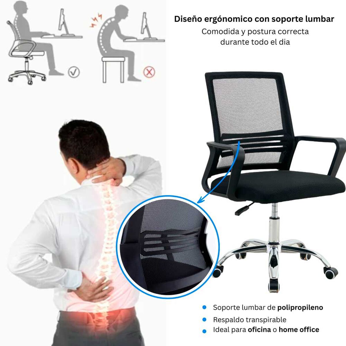 Silla de Escritorio Arthome Santiago Negra