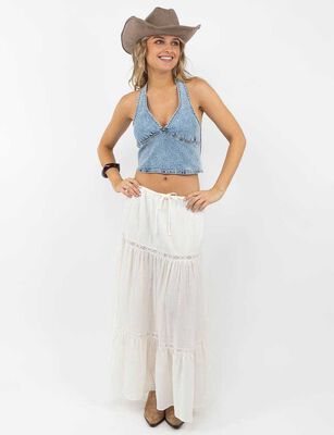 Imagen 2 del producto Blusa Crop Denim Sin Mangas Mujer Icono Celeste