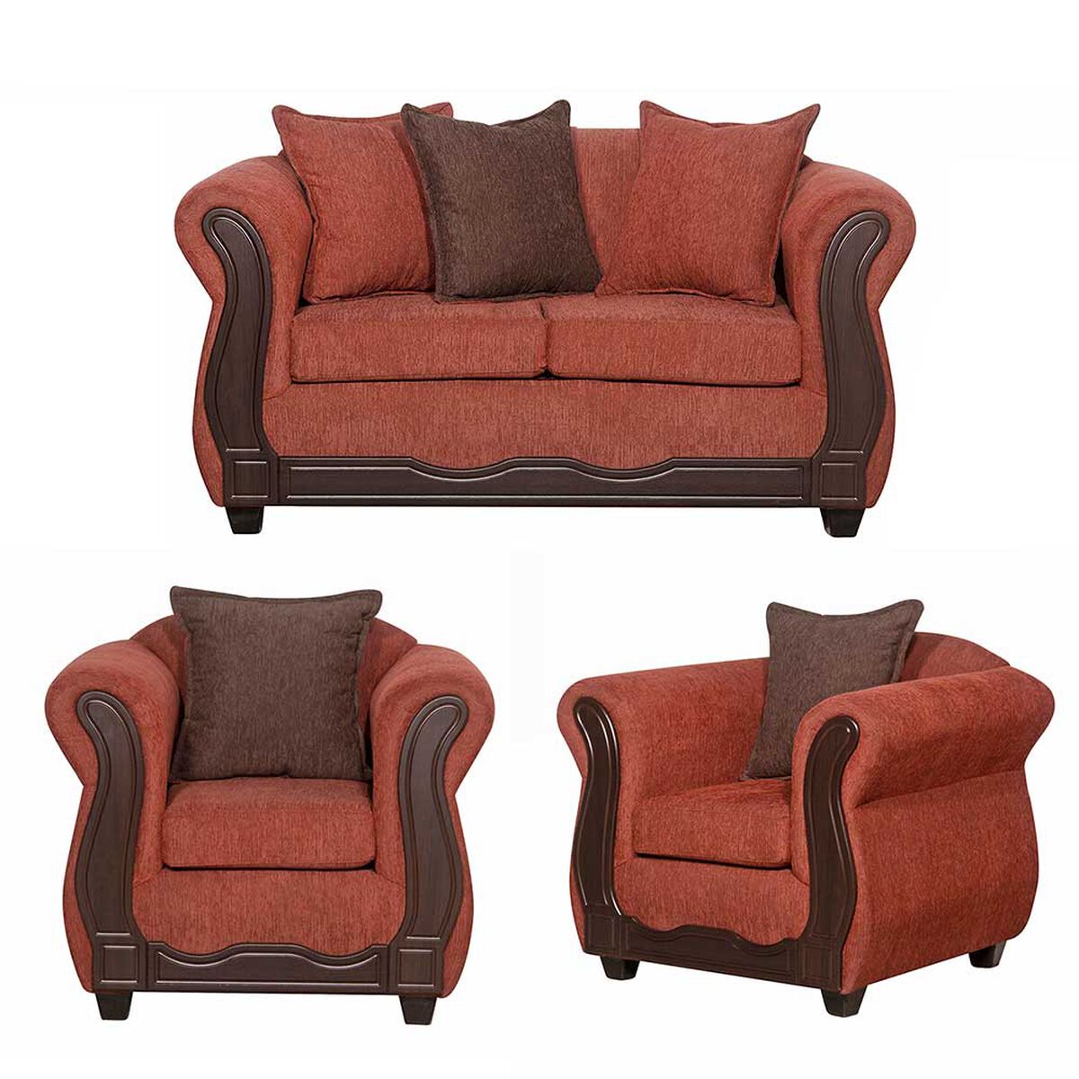 Juego de Living Black Factory Barcelona 4 Cuerpos Terracota