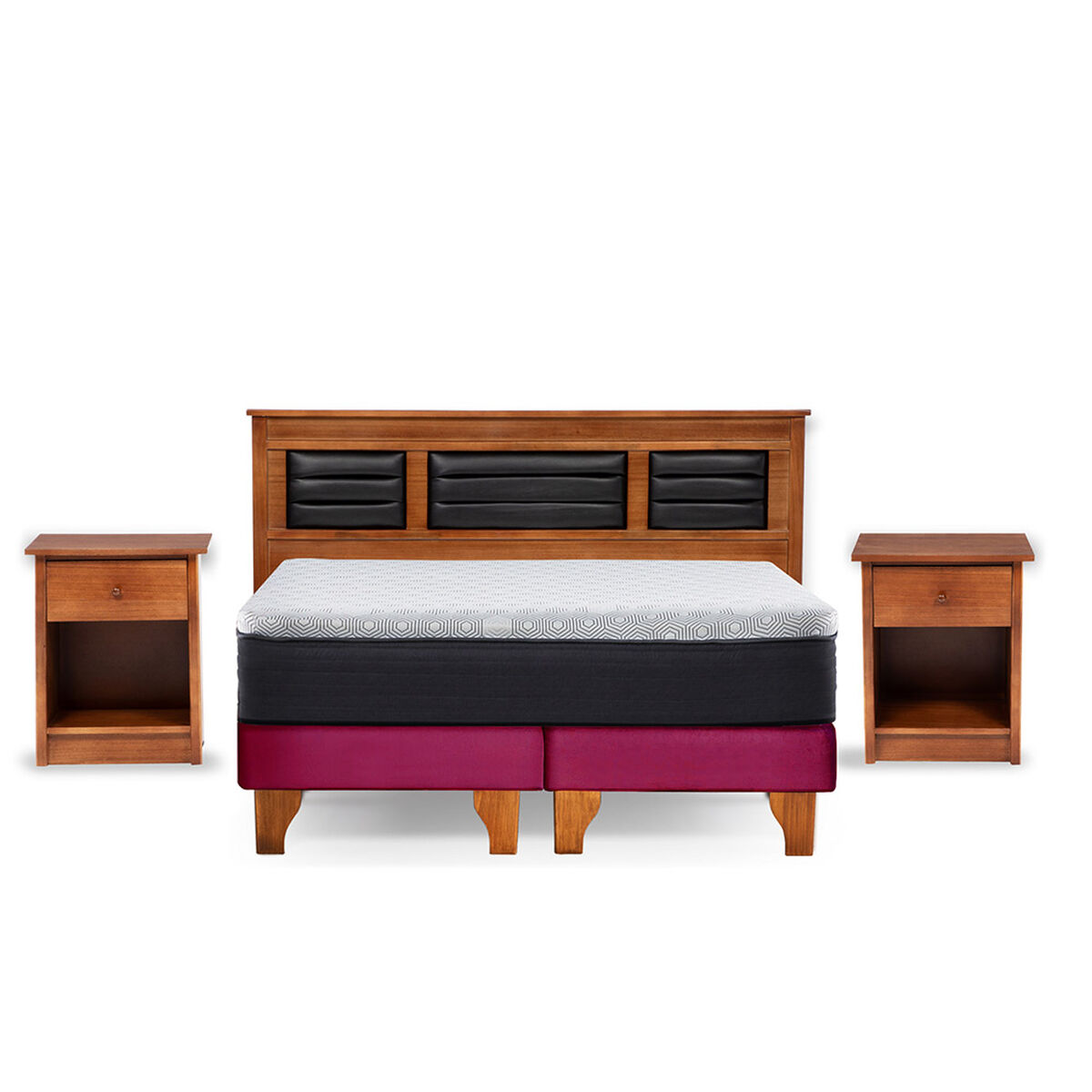 Cama Europea Latam Home 2 Plazas New Top Burdeo + Maderas Altair