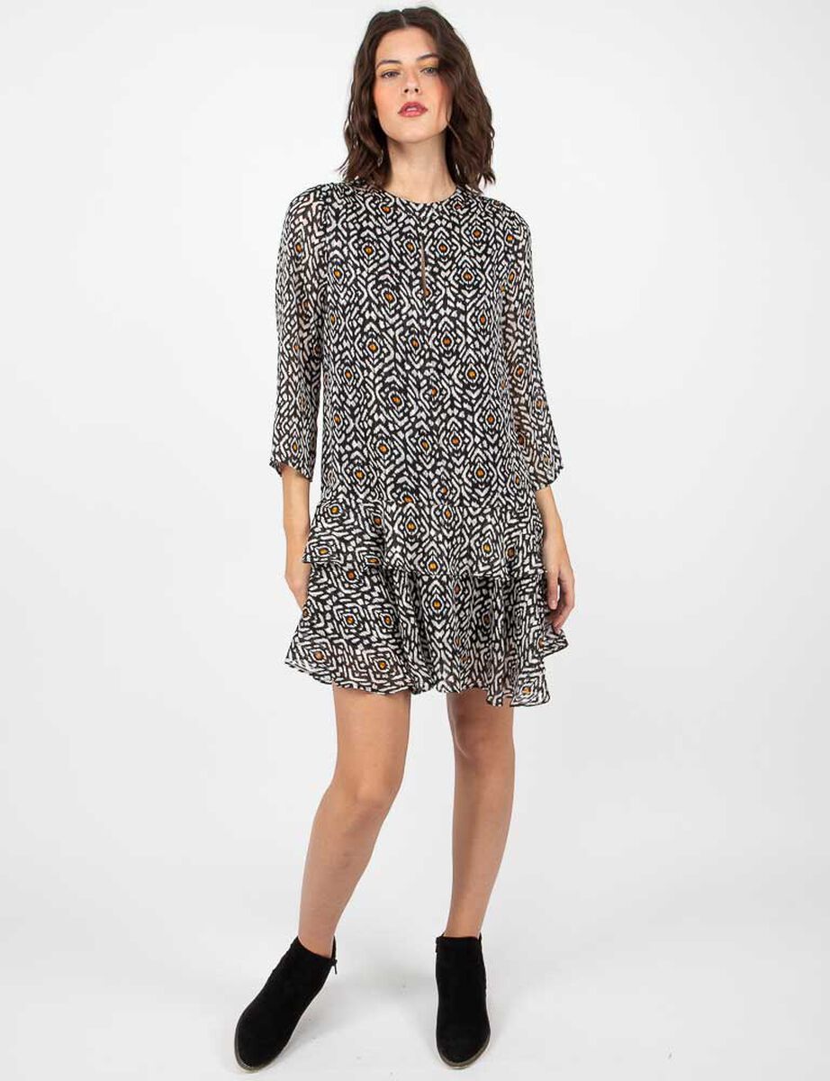 Vestido Estampado Corto Manga 3/4 Mujer Alma