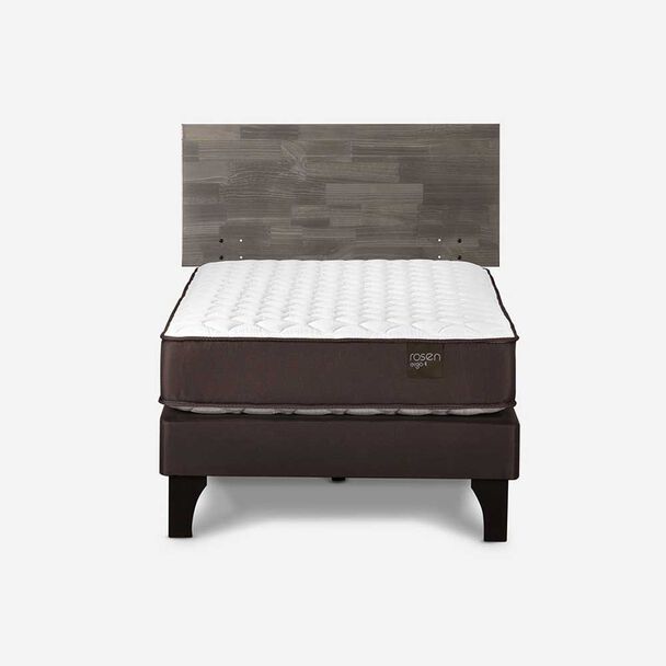 Cama Europea Rosen 1,5 Plazas Ergo T + Respaldo Tabor Gris