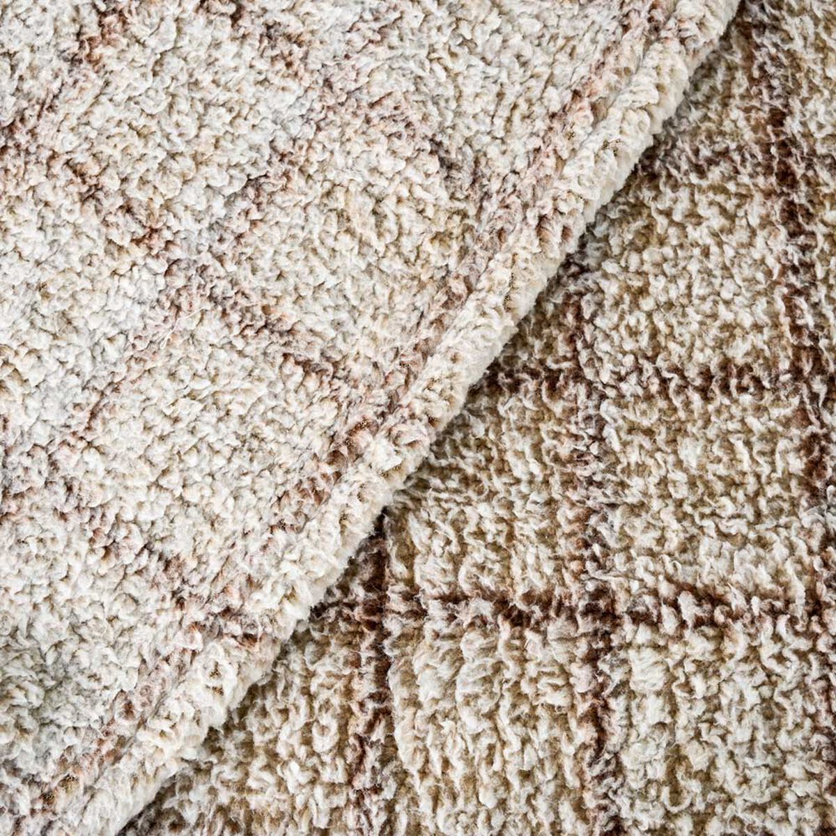 Frazada American Family Sherpa King Cuadros Beige