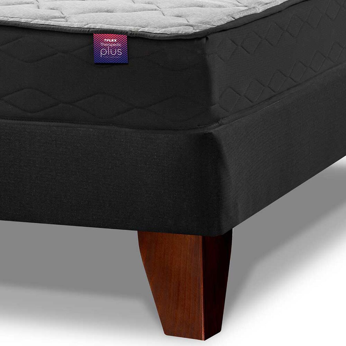 Cama Europea Flex Base Dividida 2 Plazas Therapedic Plus + Respaldo + 2 Veladores Toscana