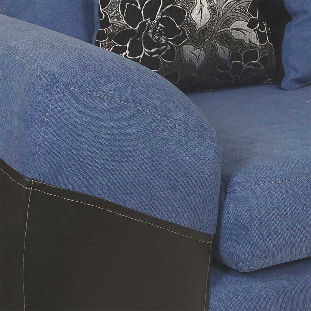 Sofá Seccional Modular Elegant Detail Houston 7 Cuerpos Negro Azul