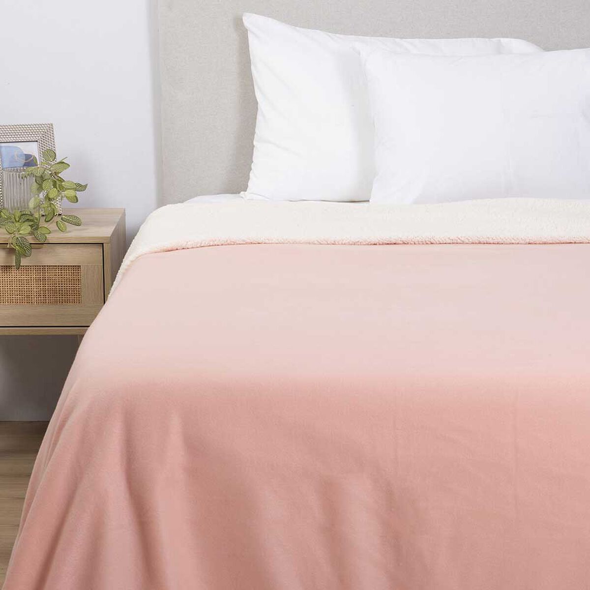 Frazada Polar Sherpa Mashini 2 Plazas Liso Coral