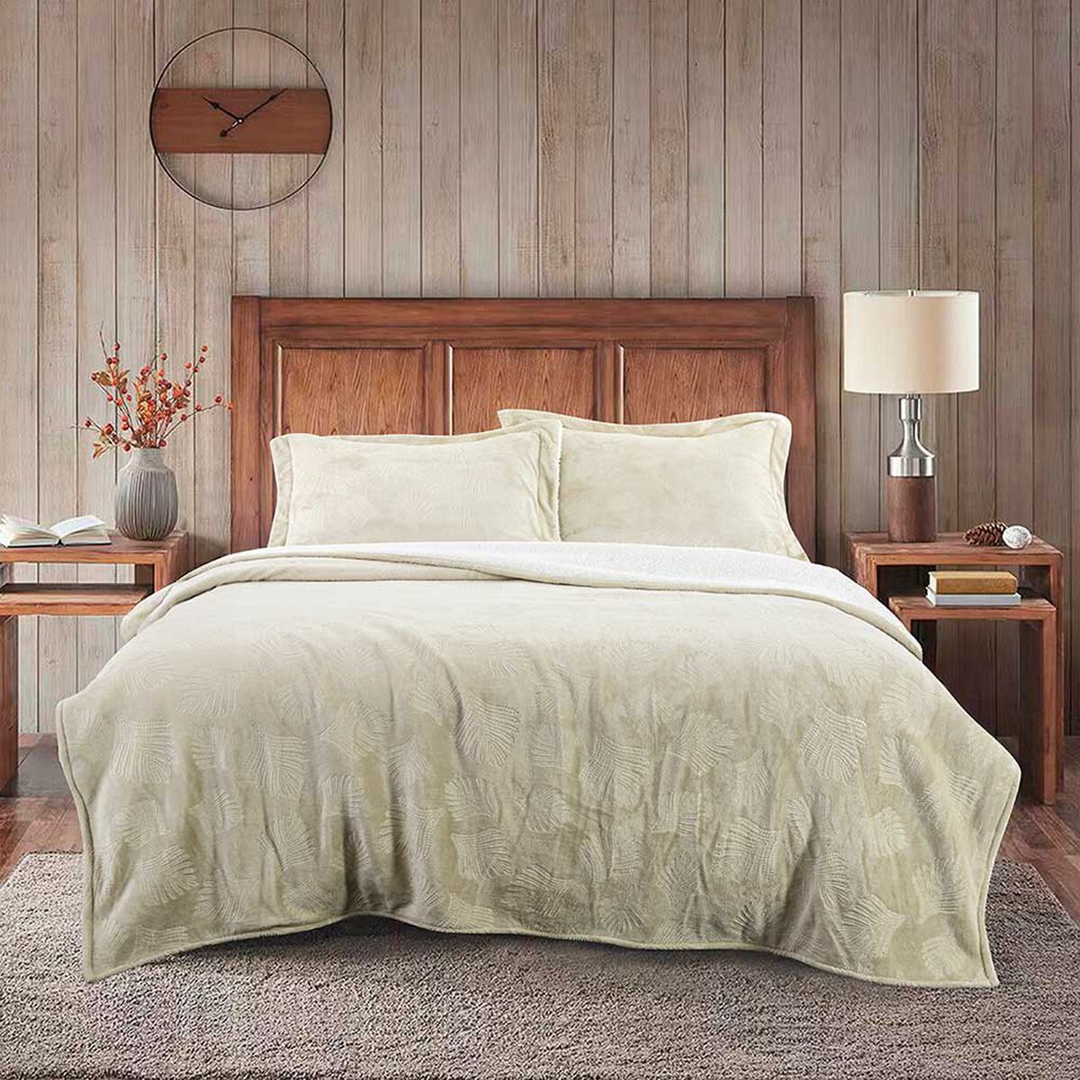 Cubrecama Embossed Estampado Illusions King Tinsel Beige