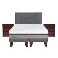 Cama Europea CIC Base Dividida 2 Plazas Balance + Respaldo + 2 Veladores Tamesis