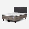 Cama Europea Rosen 2 Plazas New Style 6 + Respaldo Grafito