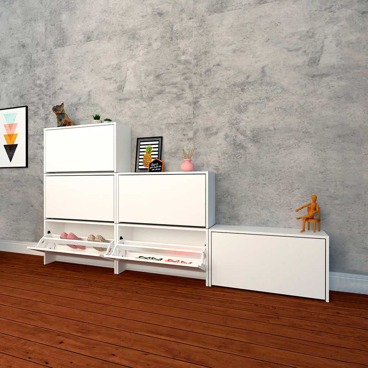 Zapatera Compacta Vekkahome 1 Puerta Blanca