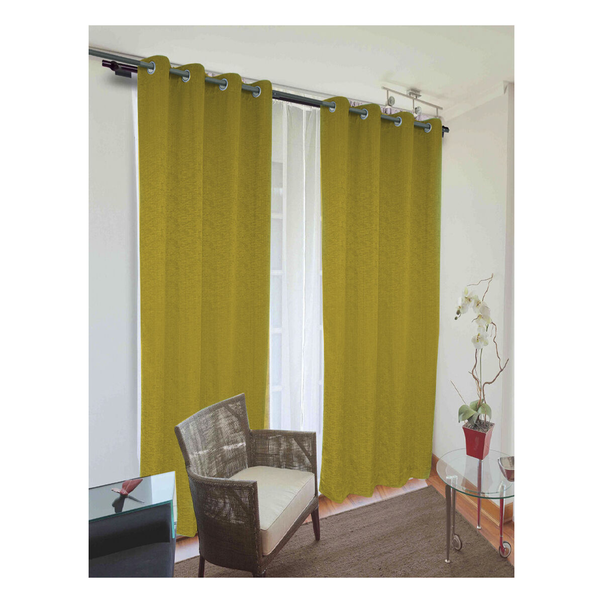 Combo Cortinas Doral Camila 220 x 140 cm Mostaza