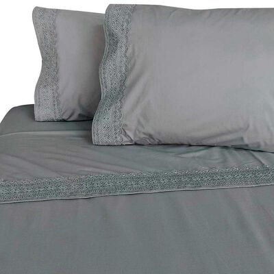 Juego de Sábanas Illusions 180 Hilos 2 Plazas Broderie Gris