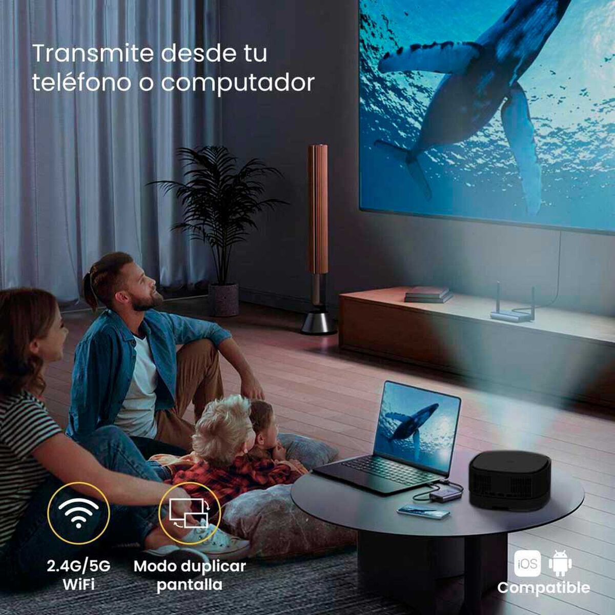 Kit Levo Proyector Smart Lumix + Tel&oacute;n Mural 80"