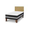 Cama Europea CIC 1,5 Plazas Ortopedic + Respaldo Villarrica Mostaza