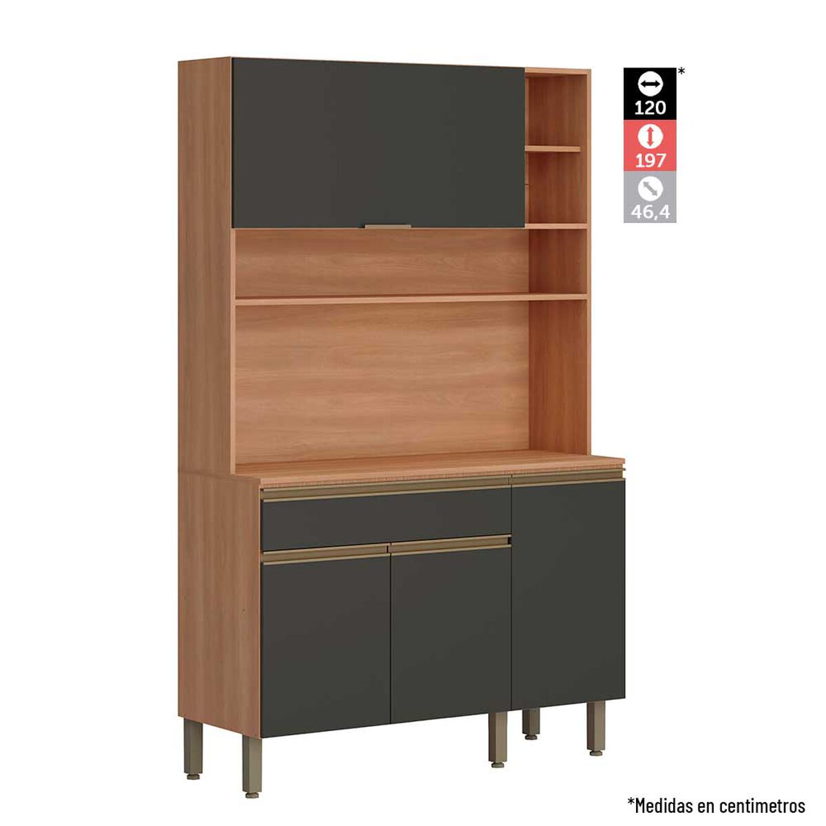 Mueble de Cocina Roca Macadamia Canela Grafito 1 Cajón 4 Puertas