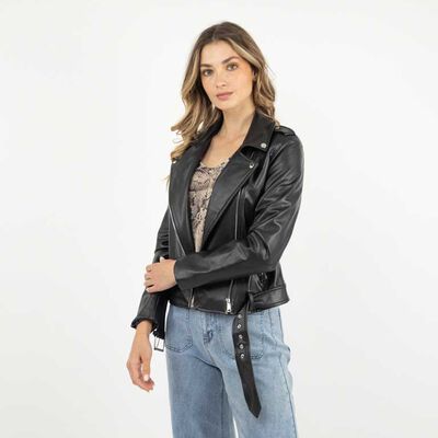 Chaqueta Biker Ecocuero Mujer Zibel Negro