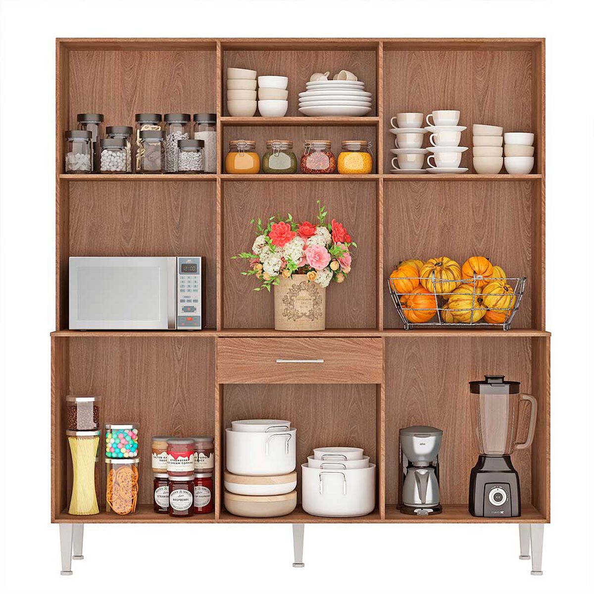 Mueble de Cocina Vekkahome Emi 1 Caj&oacute;n 12 Puertas Caf&eacute;
