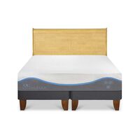 Cama Europea CIC Base Dividida 2 Plazas Alaska + Respaldo Miro Mostaza